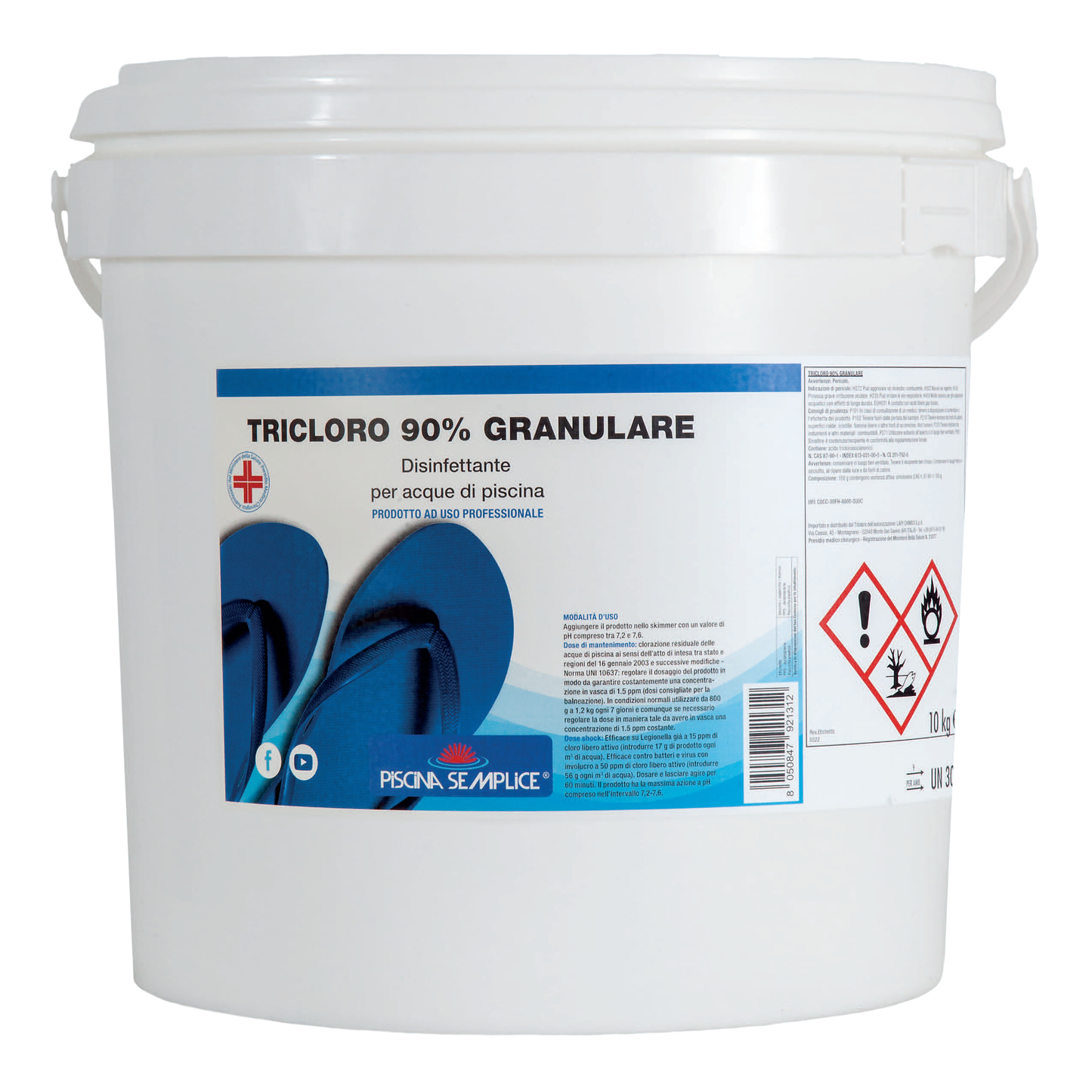 Tricloro 90% Granulare 10 kg Piscina Semplice