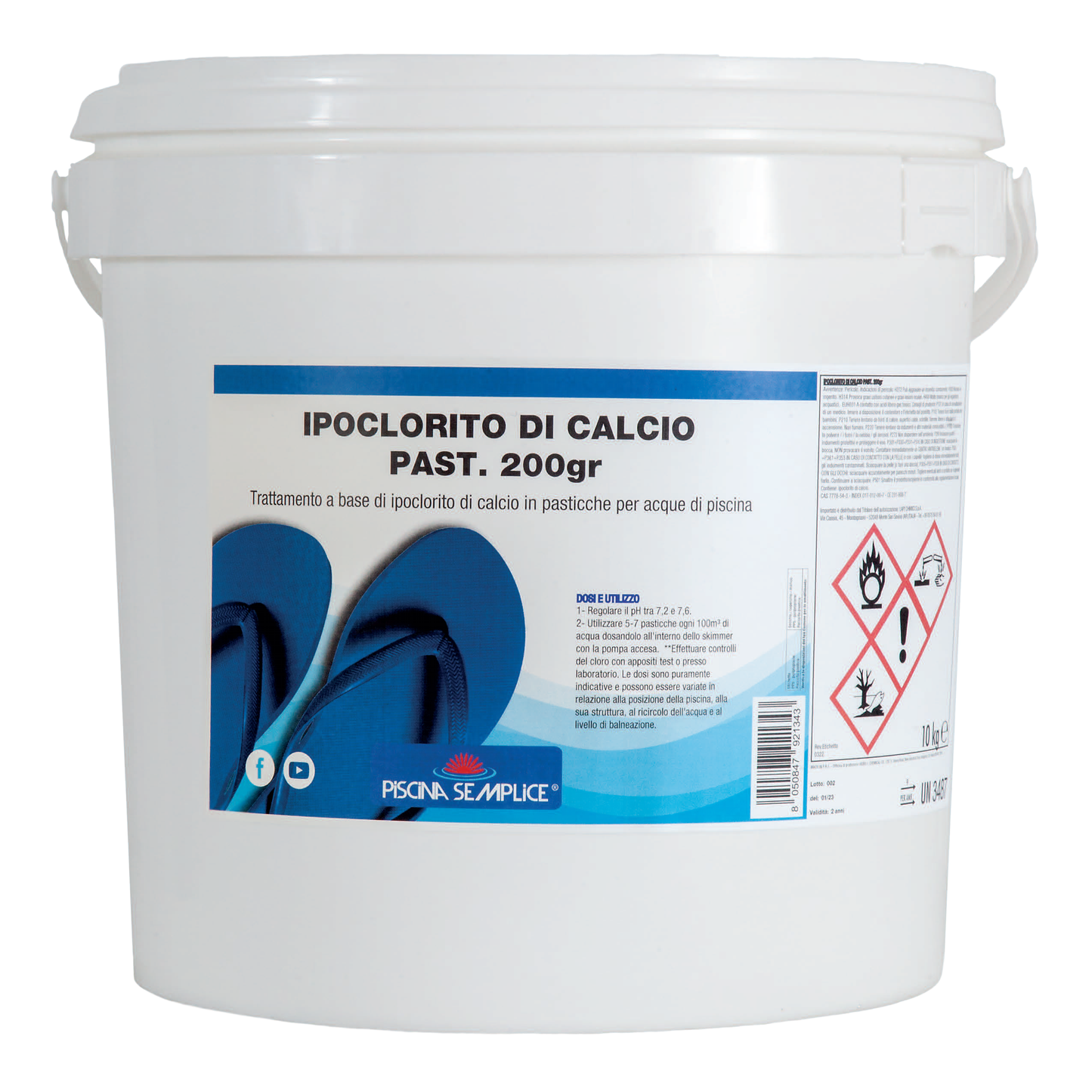 Ipoclorito di Calcio Pastiglie 200 g Piscina Semplice