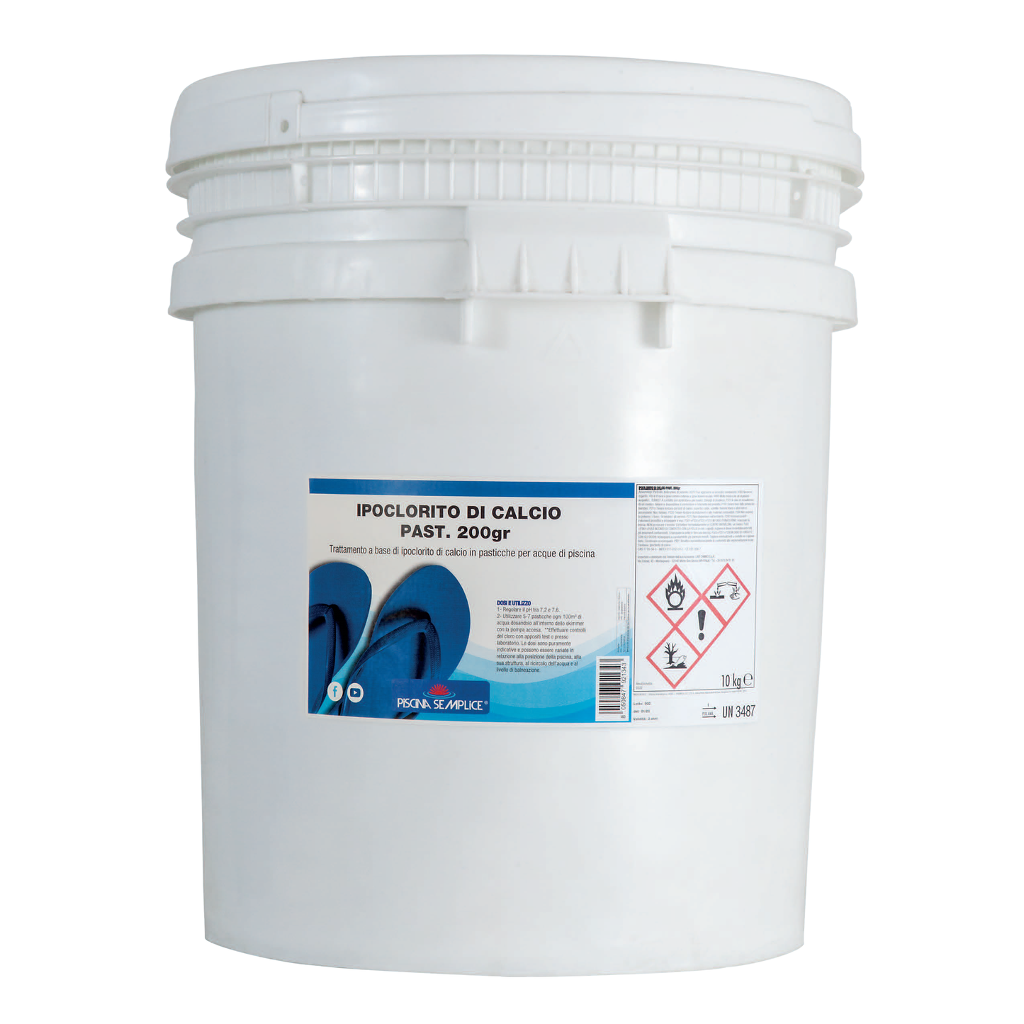 Ipoclorito di Calcio Pastiglie 200 g Piscina Semplice
