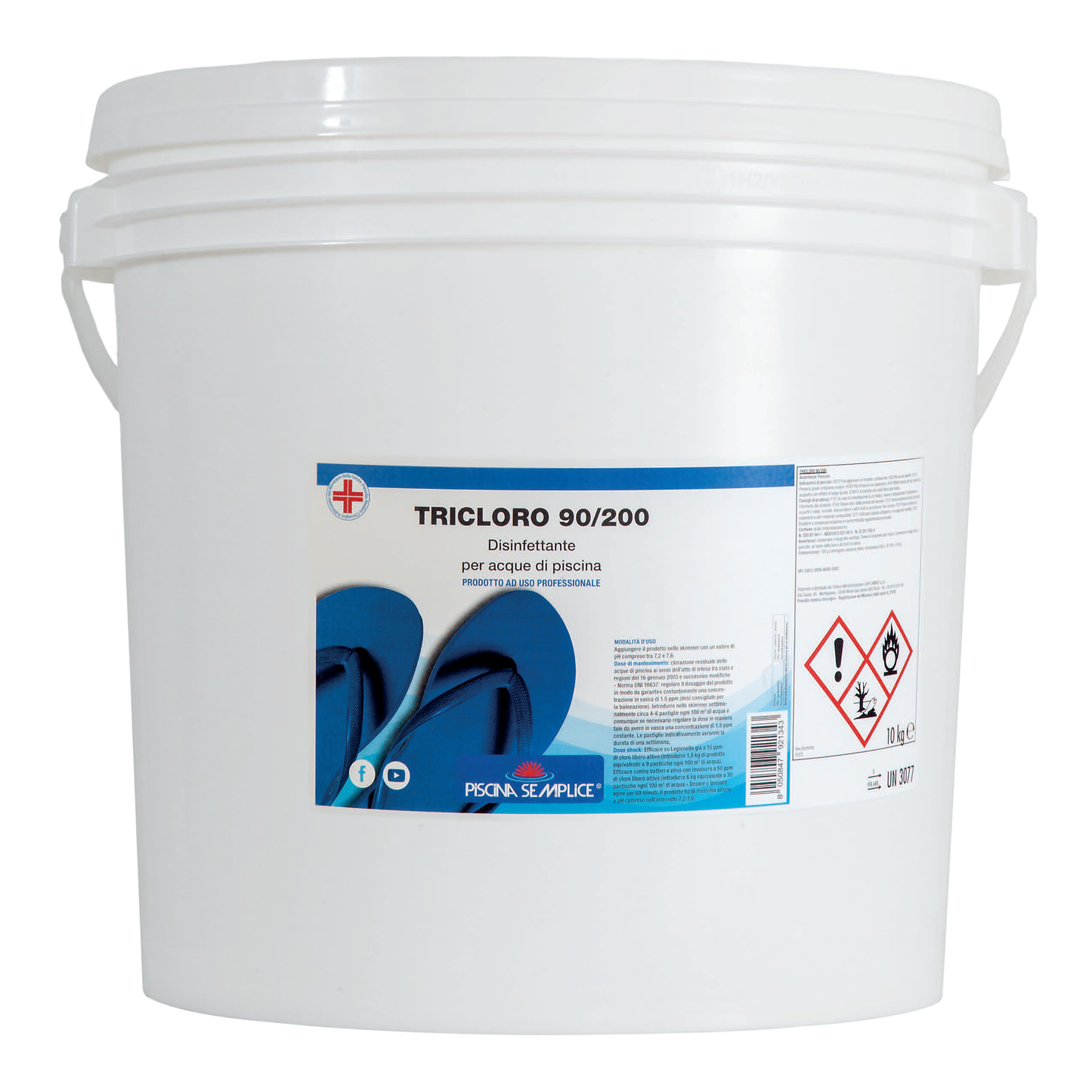 Tricloro 90/200 Piscina Semplice – Pastiglie da 200 g a Lenta Dissoluzione