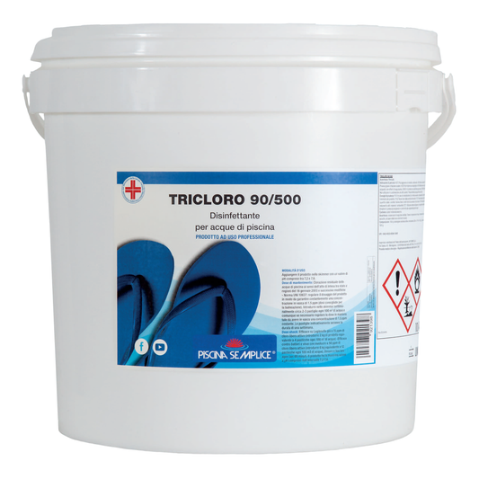 Tricloro 90/500 Piscina Semplice – Pastiglie da 500 g a Lenta Dissoluzione